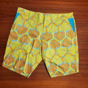 Tracy Negoshian retro orange Bermuda shorts size 12